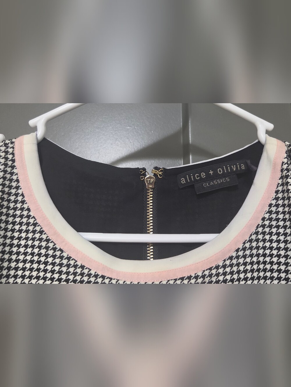 Alice + Olivia Houndstooth Blazer Jacket Black White Size 8 - Picture 8 of 15